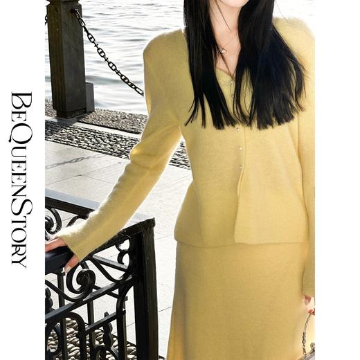 BeQueenStory【暖冬情人】优雅百搭羊驼毛马海毛纱线绵羊毛针织套装 商品图2