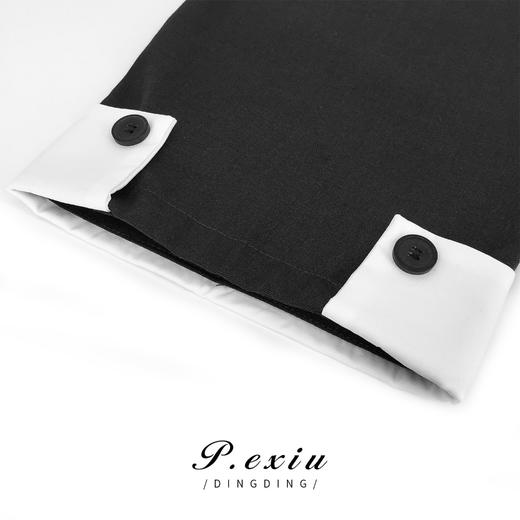 01-1 潘依绣丁丁宠粉  撞色卷边休闲直筒西裤  3586A 商品图1