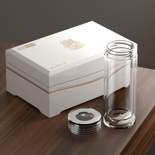 思宝官方旗舰店高山流水直筒男女士商务双层玻璃杯商场同款茶水杯 商品图3