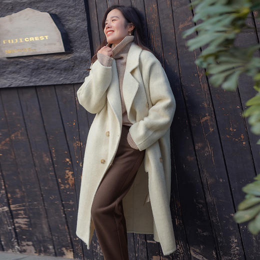 原价1299 秒杀520 ！！【现货】一姐“松弛新貌”高支桑蚕丝羊毛双面呢中长款大衣 商品图1