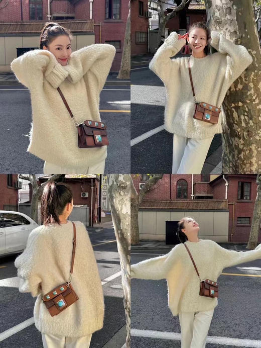 HIDEMI Snowman雪人加厚款粗针圈圈绒超保暖廓形大毛衣 商品图3