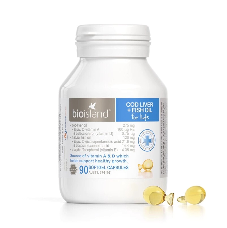 【保税仓】BioIsland佰澳朗德婴幼儿童鳕鱼鱼肝油胶囊90粒
