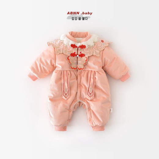 双12抢先购！【温暖包裹！给宝宝全方位呵护】婴儿衣服冬装连体衣女宝宝，中国风刺绣加绒加厚新年装周岁服拜年服，好面料、多尺码选择 商品图3