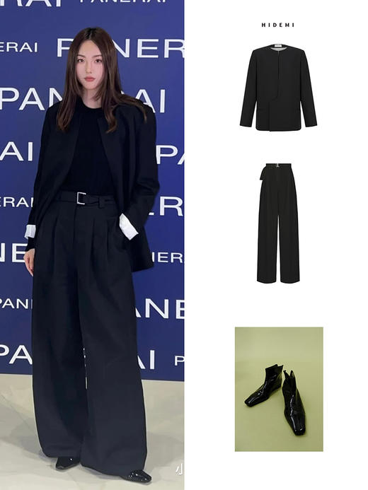 HIDEMI 高腰显瘦挺括感双褶显瘦阔腿裤 商品图1