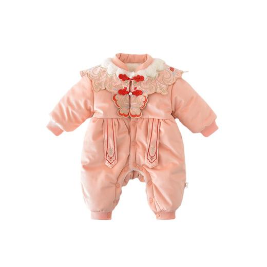 双12抢先购！【温暖包裹！给宝宝全方位呵护】婴儿衣服冬装连体衣女宝宝，中国风刺绣加绒加厚新年装周岁服拜年服，好面料、多尺码选择 商品图4