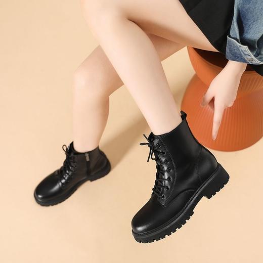 ZHR厚底马丁靴女2023秋冬新款时尚气质英伦风休闲百搭黑色女 商品图1