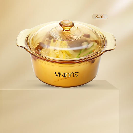 康宁（VISIONS）小汤锅燃气灶玻璃锅 美国康宁双耳汤锅晶彩透明锅 高汤火锅煮锅 VSD3.5L(内嵌式锅盖) 商品图6