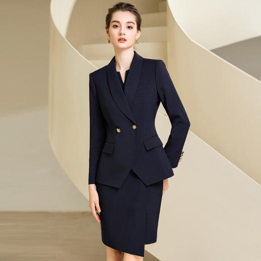 IWY/藏青色时尚西装外套连衣裙女气质显瘦高档西服套裙前台正装233026C1+Q1 商品图0
