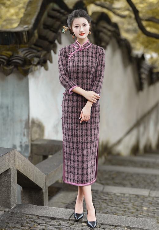 冬季新款，复古奢华优雅气质长袖传统款旗袍GSJ-3515 商品图0