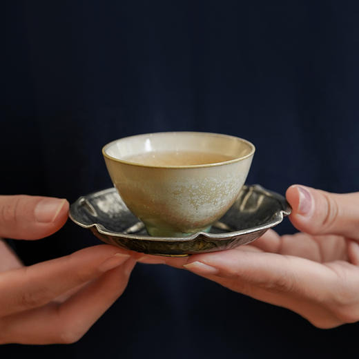 仿古花瓣茶杯托小杯垫隔热茶杯托做旧茶碟功夫茶具配件梅朵莲朵 商品图9