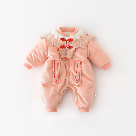 双12抢先购！【温暖包裹！给宝宝全方位呵护】婴儿衣服冬装连体衣女宝宝，中国风刺绣加绒加厚新年装周岁服拜年服，好面料、多尺码选择 商品图5