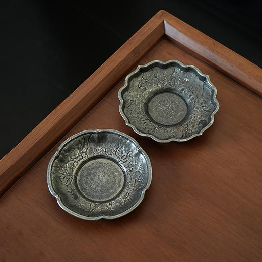 仿古花瓣茶杯托小杯垫隔热茶杯托做旧茶碟功夫茶具配件梅朵莲朵 商品图0