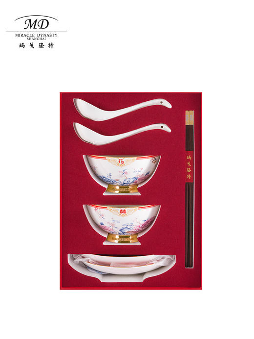 【玛戈隆特】盛世牡丹百年好合婚庆高颜值高档轻奢餐具组合套装礼盒装 商品图3