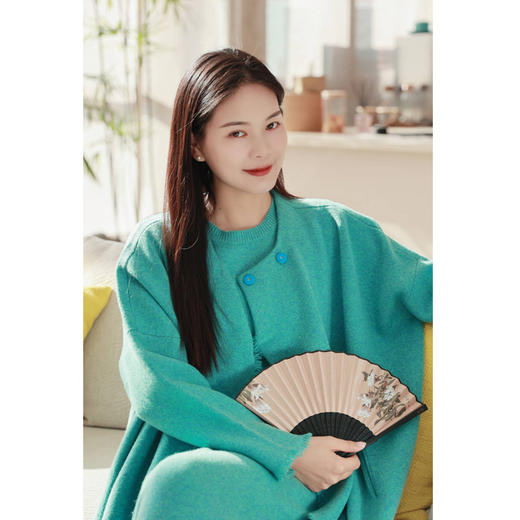 【线上专属】羊绒开衫（22815020-蒂芙尼蓝） 商品图4