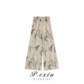 01-1潘依绣丁丁宠粉夏季新款水墨风宽松时尚阔腿休闲裤 K1529