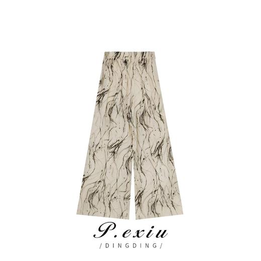 01-1潘依绣丁丁宠粉夏季新款水墨风宽松时尚阔腿休闲裤 K1529 商品图0