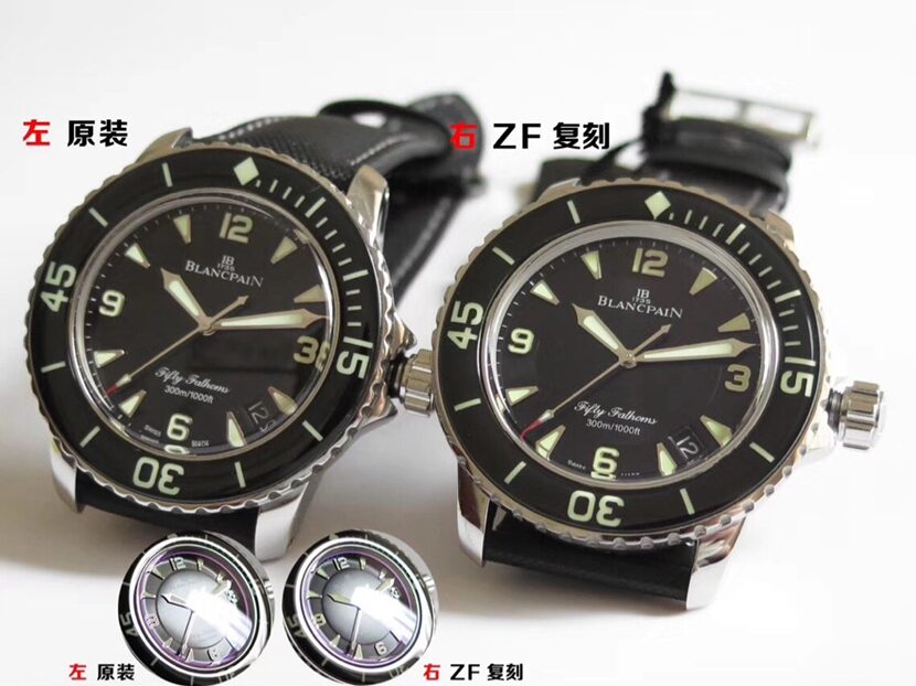 ZF厂宝珀一比一超A高仿手表五十噚系列5015-1130-52A对比正品评测