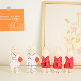 木雕<篮球兔和篮球熊>