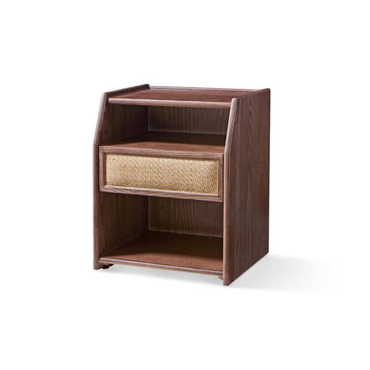 城喧二层卧室胡桃色手工编藤床头柜 商品图1