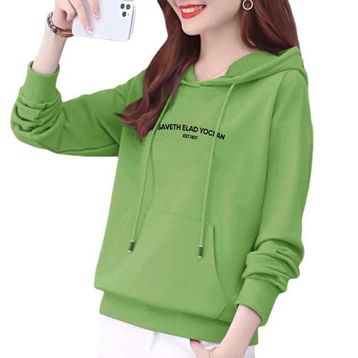 纯棉边帽卫衣春秋装休闲时尚宽松外套上衣字母印花运动衣显瘦女式 商品图4