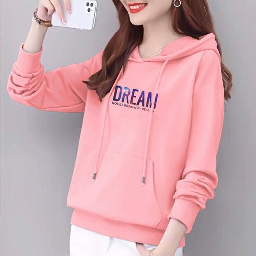 纯棉边帽卫衣女式春秋装时尚宽松休闲外套上衣字母印花显瘦运动衣 商品图0
