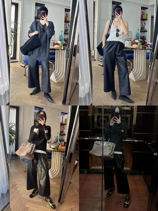 HIDEMI 极简显瘦宽松环保皮蛋白皮皮裤 长裤/九分裤 商品图2