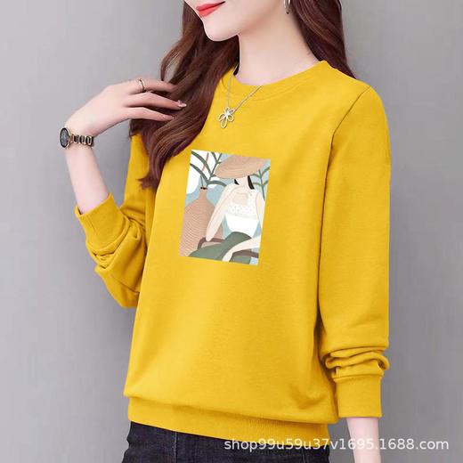 圆领卫衣97%棉小毛圈女式休闲时尚宽松外套上衣字母印花运动显瘦 商品图3