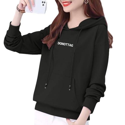 纯棉边帽卫衣女式休闲时尚宽松外套上衣字母印花运动衣显瘦春秋装 商品图4