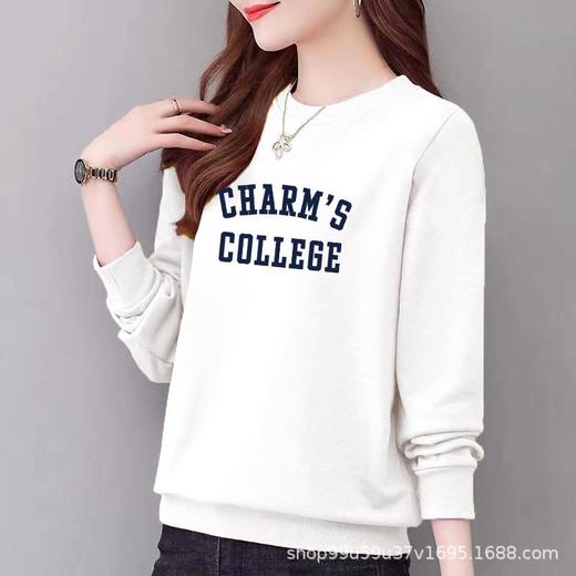 卫衣女式97%棉圆领休闲时尚宽松外套上衣字母印花运动衣显瘦 商品图0