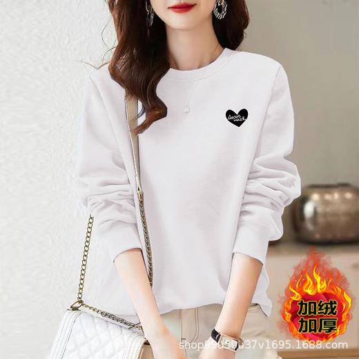 棉质加绒卫衣百搭圆领慵懒风时尚宽松运动女士外穿印花保暖 商品图1