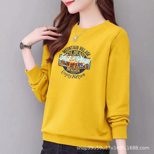 圆领97%棉卫衣女式休闲时尚宽松外套上衣字母印花运动衣显瘦 商品图2