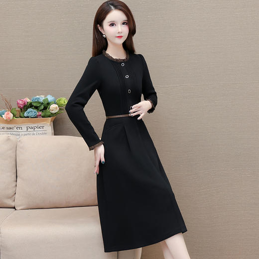 秋冬季新款针织毛线裙，中长款收腰打底A字裙时尚连衣裙QYM-HL-23X6673-Y 商品图1