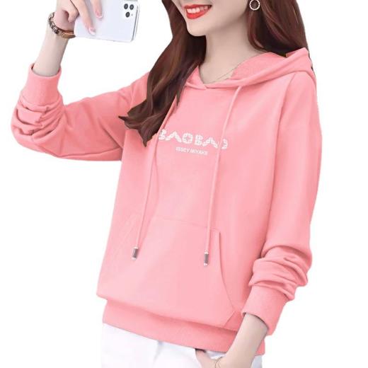 纯棉边帽卫衣女式春秋装休闲宽松外套上衣字母印花运动衣显瘦时尚 商品图4