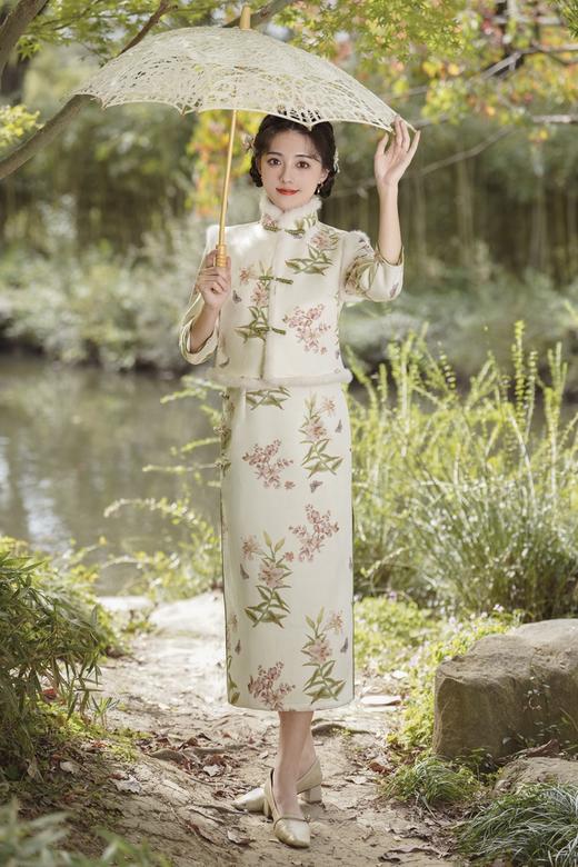 新款秋冬，女新中式国风两件套装年轻款少女改良旗袍马甲民国风GSJ-3522 商品图4