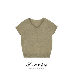 04-3潘依绣丁丁宠粉秋季新款V领简约百搭打底短袖针织上衣 K5929