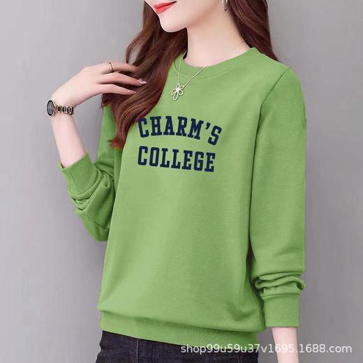 卫衣女式97%棉圆领休闲时尚宽松外套上衣字母印花运动衣显瘦 商品图3