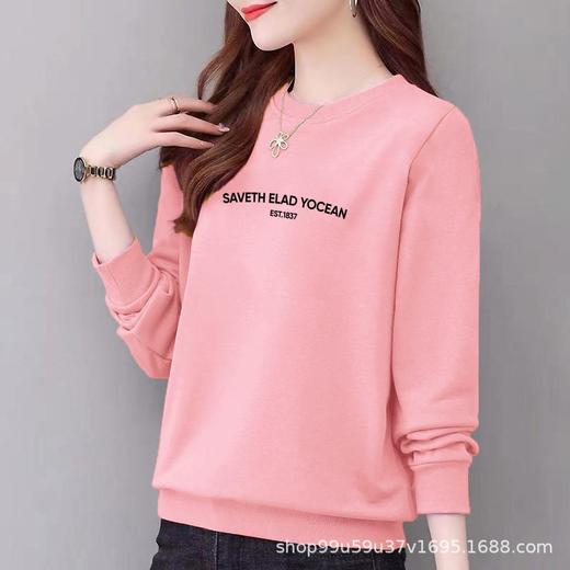 棉圆领卫衣女式小毛圈休闲时尚宽松外套上衣字母印花运动衣显瘦 商品图2