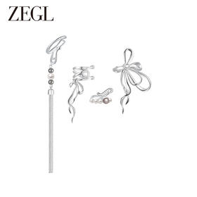 ZEGL设计师白色恋曲耳妆盘耳环女小众设计感高级2023年新款耳饰品