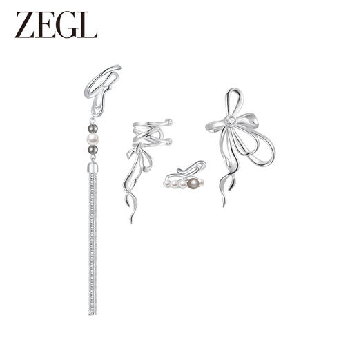 ZEGL设计师白色恋曲耳妆盘耳环女小众设计感高级2023年新款耳饰品 商品图0