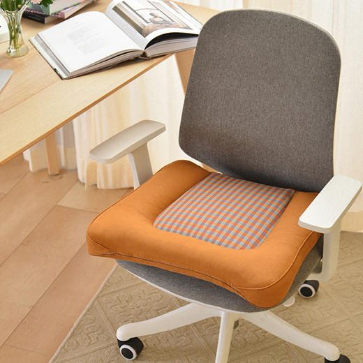 复古渔夫格纹系列人体工学电脑椅垫四季通用坐垫 商品图0
