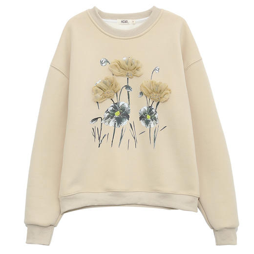 复古文艺印花圆领长袖加绒卫衣，女冬装新款休闲百搭套头上衣GYM-D0469 商品图4