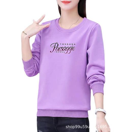 加绒圆领卫衣棉质女式外穿休闲宽松秋冬长袖上衣印花显瘦运动衣 商品图4