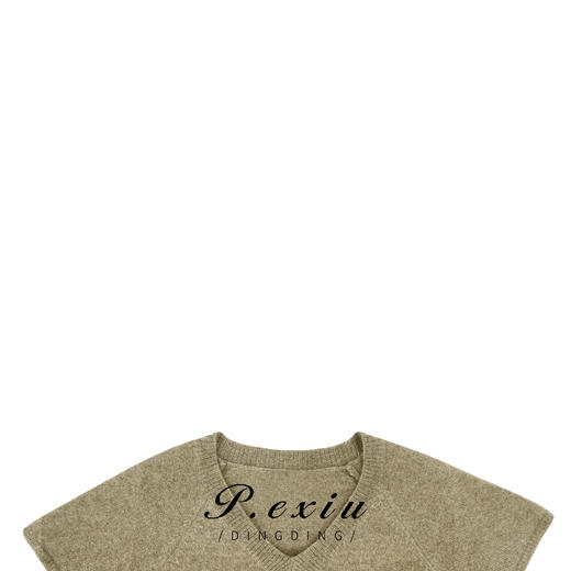 04-3潘依绣丁丁宠粉秋季新款V领简约百搭打底短袖针织上衣 K5929 商品图2