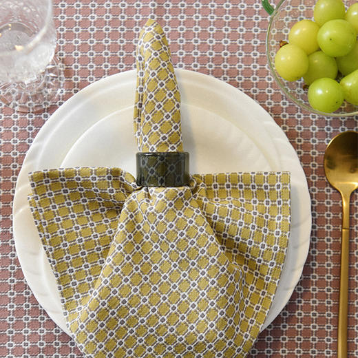 北欧简约格纹餐巾全棉高档田园风擦杯布餐巾 商品图1