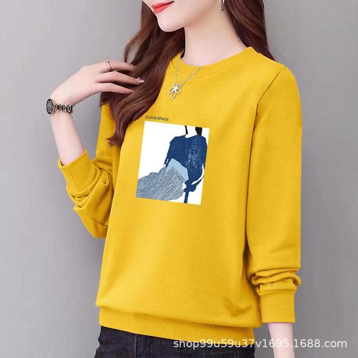 棉质圆领宽松卫衣小毛圈女式显瘦休闲时尚外套上衣字母印花运动衣 商品图2