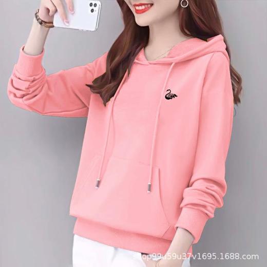 棉边帽卫衣女式春秋装外套休闲时尚宽松上衣字母印花运动衣显瘦 商品图3