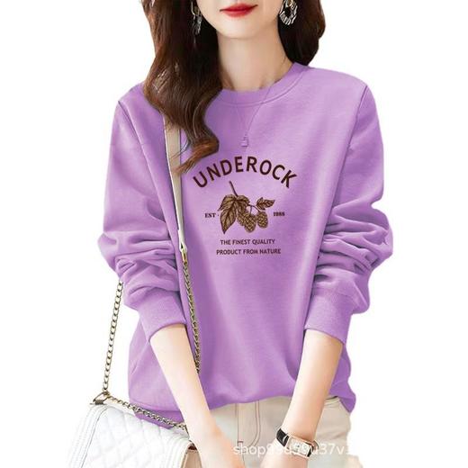 加绒棉圆领宽松卫衣女式休闲运动衣显瘦时尚外套上衣字母印花 商品图4