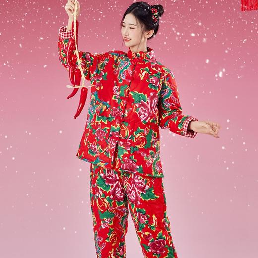 YJN2918冬季新款新中式国潮民族风复古盘扣东北大花棉袄棉服棉衣棉裤套装 商品图2