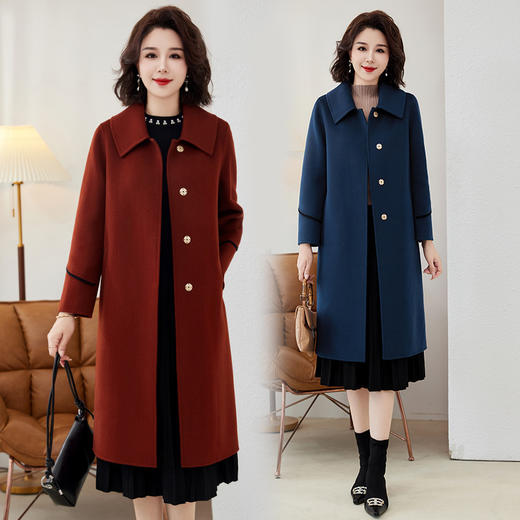 TC 838205妈妈装双面羊毛大衣中长款大码洋气羊毛呢外套 商品图0