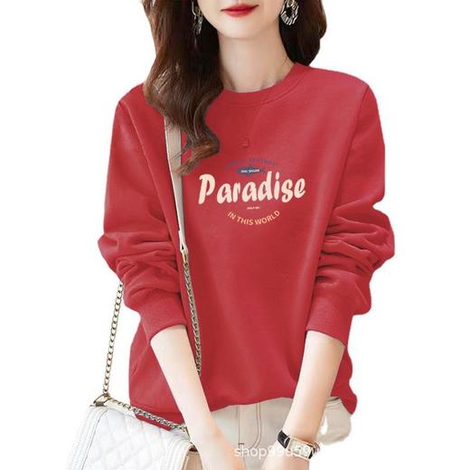 加绒棉质圆领宽松卫衣女式休闲显瘦时尚外套上衣字母印花运动衣 商品图4